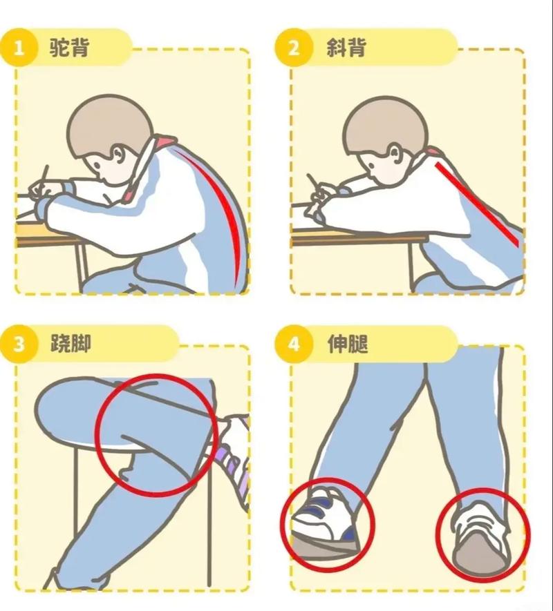 正确坐姿与错误坐姿对比示意图