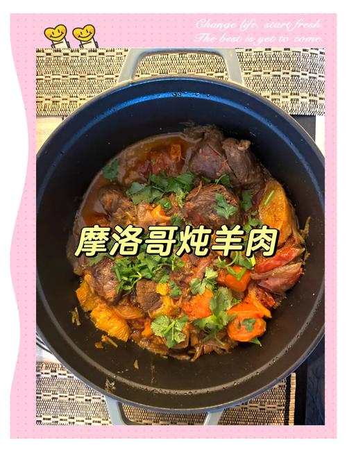 手工制作摩洛哥肉桂炖羊肉浓郁酱汁特写