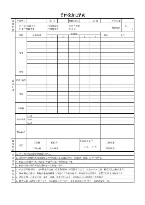 机械加工首件QC检查表修改对比图