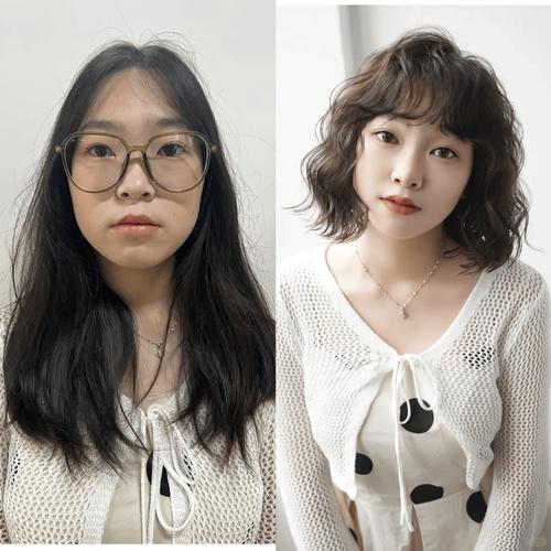 女生剪短发前后对比照