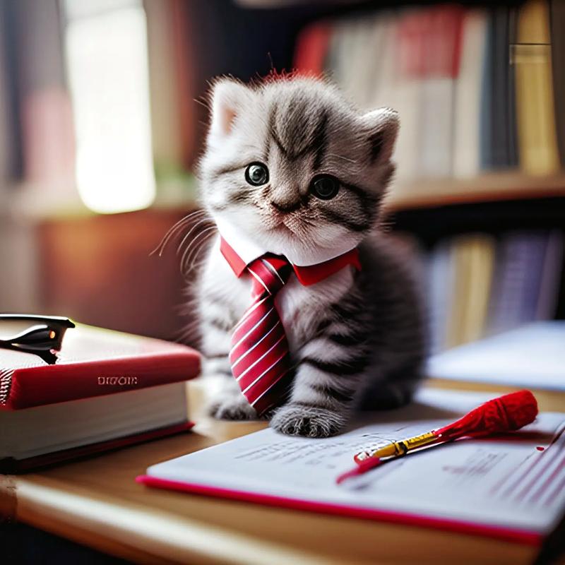 猫用爪子拨弄桌上的笔筒