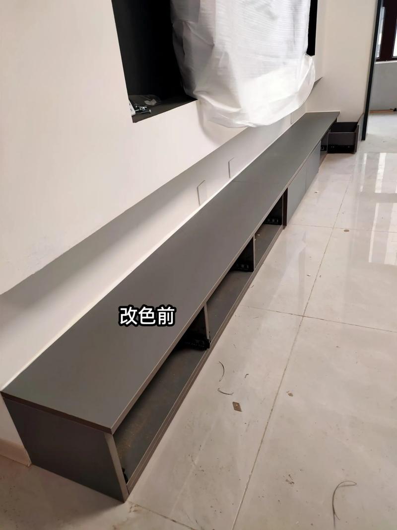 旧电视柜翻新 刷漆改色 前面对比