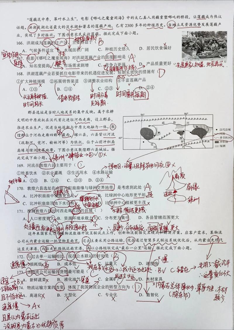 高考真题试卷拆解标注笔记示例