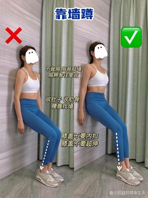 居家靠墙静蹲肌肉维持练习示意图
