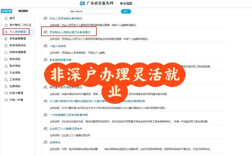 政务服务网灵活就业参保登记操作页面