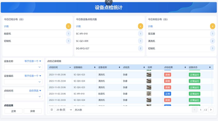 工厂设备数字化点检系统界面截图