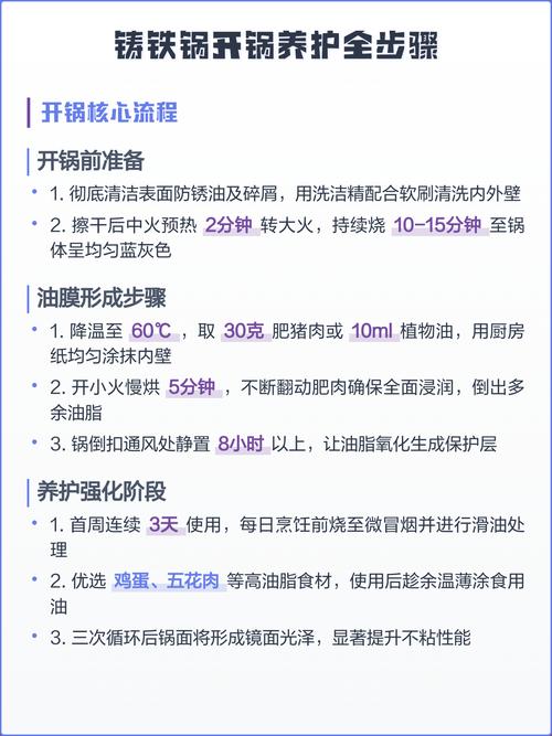 铸铁锅开锅保养步骤示意图