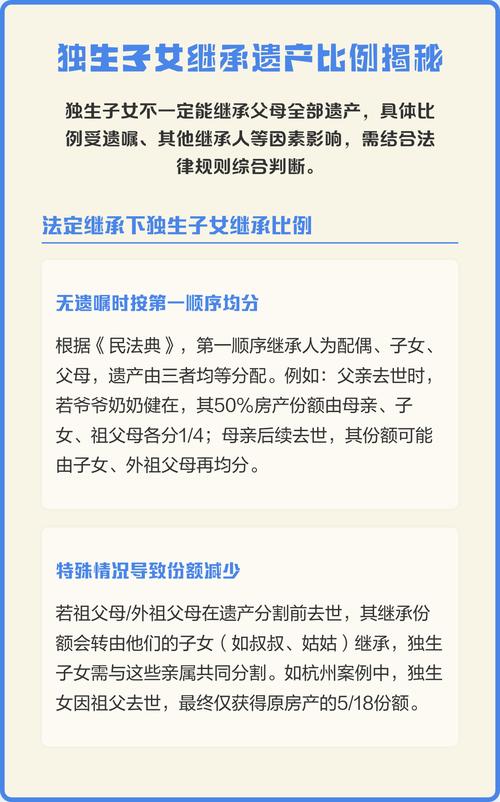 独生子女法定继承份额分配案例图