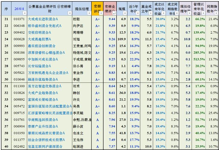 优秀主动基金经理长期业绩比较图