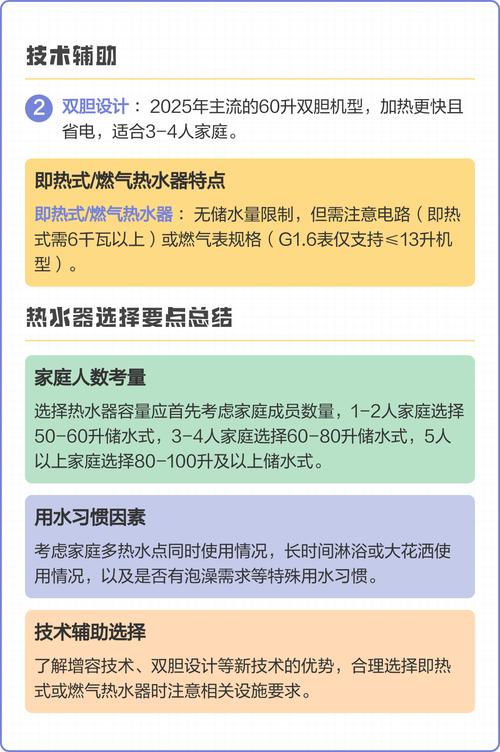 电热水器容量选择与家庭人数对照表