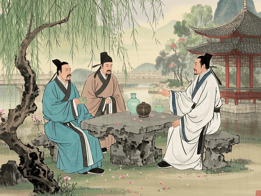 古代诗人醉酒挥毫写诗场景