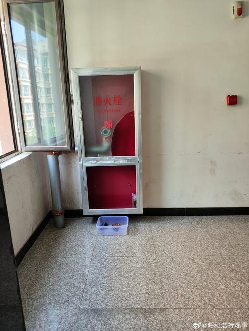 小区楼道积灰空箱消防栓实拍