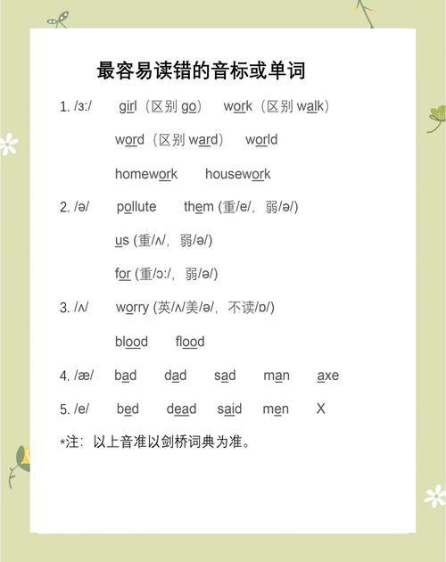 小学英语音标辨音常见错误题型整理表