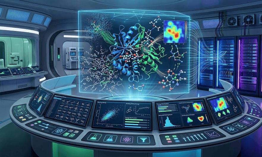 量子计算药物分子模拟交互界面图