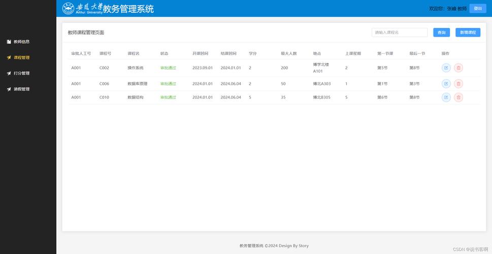 大学教务系统课程给分分布页面截图