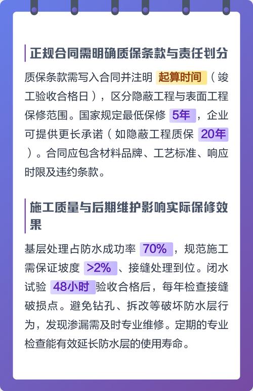 装修防水工程质保期标注图示