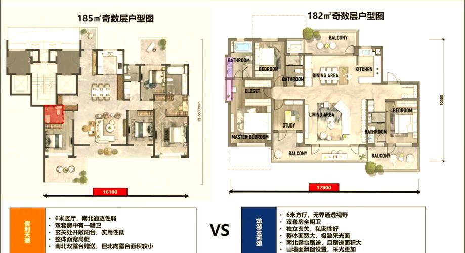同建筑面积不同得房率户型对比图