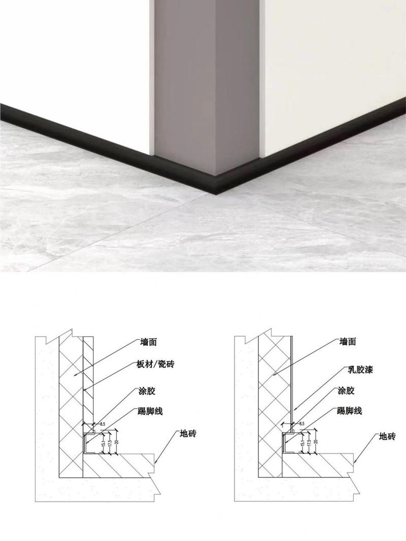 小户型隐藏式踢脚线收口施工节点图