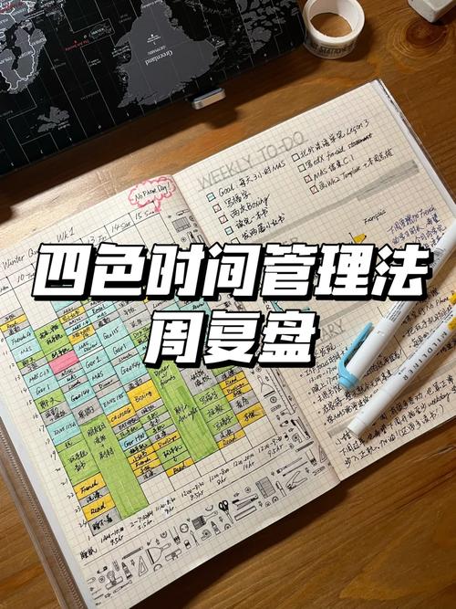 中学生填满彩色色块的时间管理手账