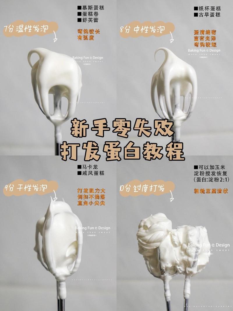 烘焙进阶不同状态蛋白打发对比图