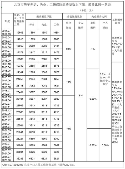 社会保险缴纳基数和比例说明图表