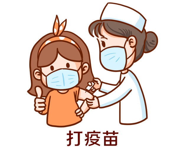 社区志愿者给打疫苗的小朋友递卡通贴纸的实拍图