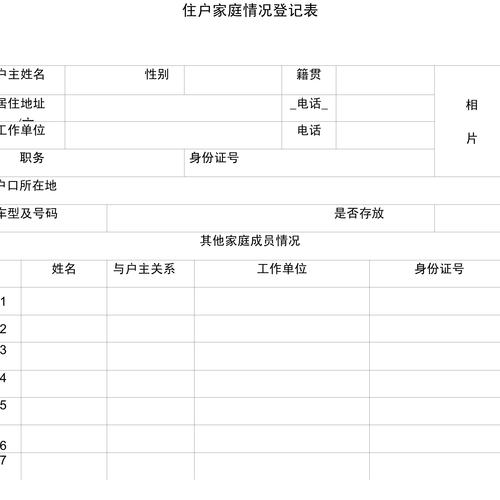 家庭共同生活居住登记表范本