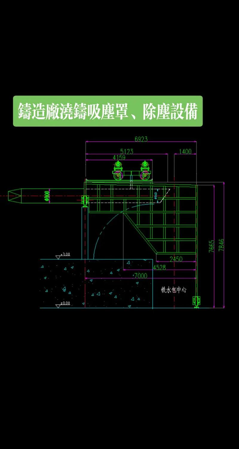 工业车间顶吸式除尘罩设计布置图