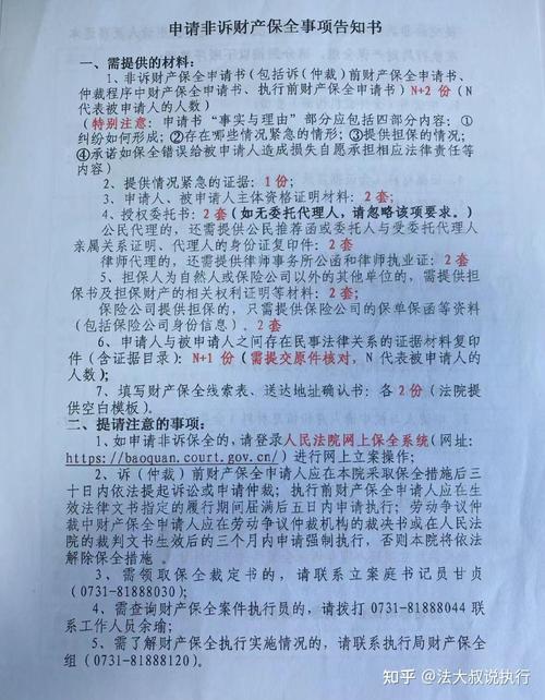 财产保全申请所需材料清单示意图