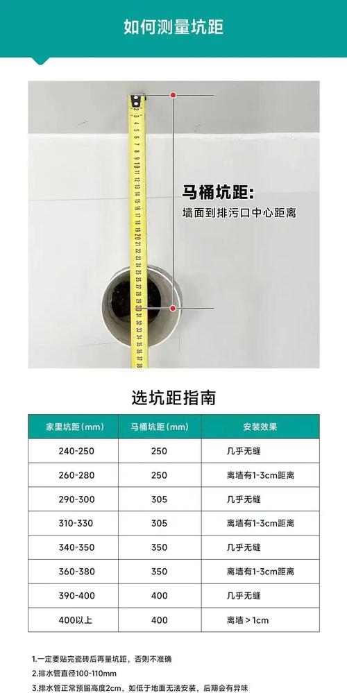 马桶坑距测量贴砖后卷尺特写