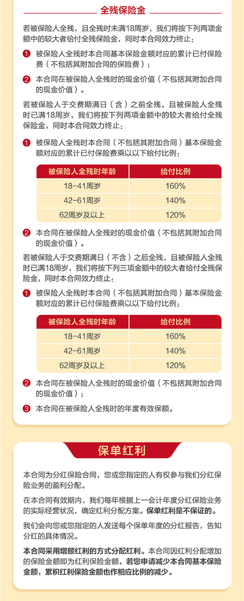 人寿保险全残保险金责任条款示例