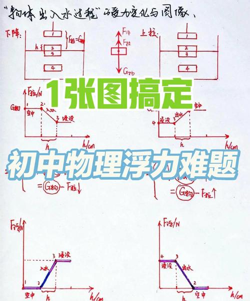 初中浮力压木块实验受力分析图