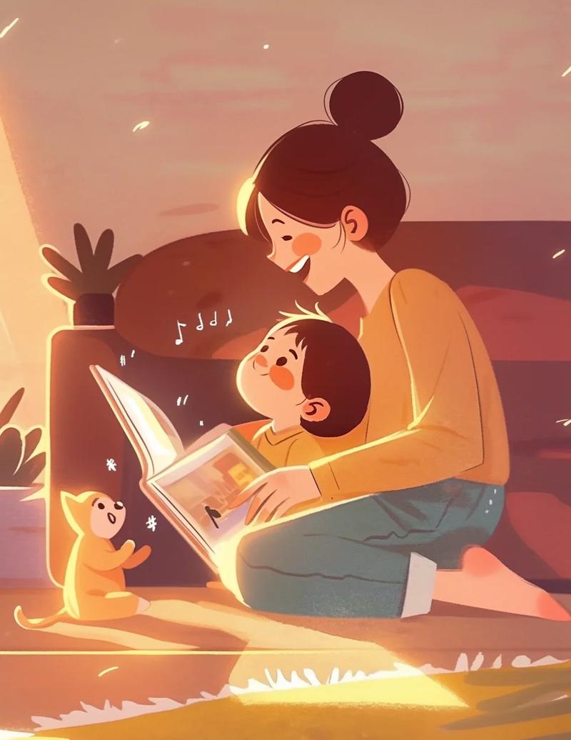 孩子画水彩画 母亲凝视 育儿接纳