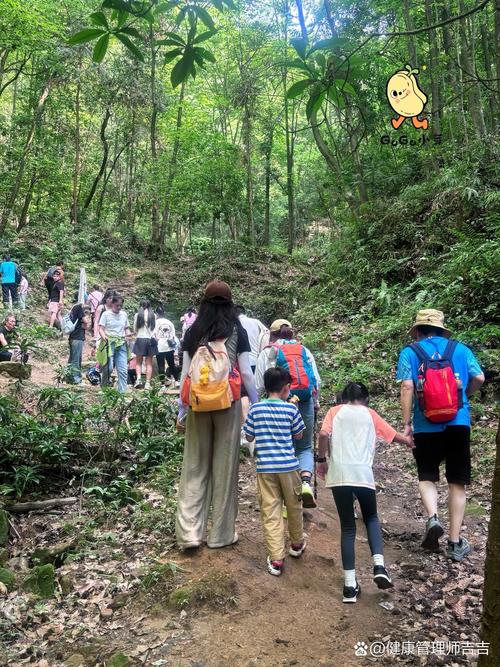 近郊山间亲子徒步休闲运动合影