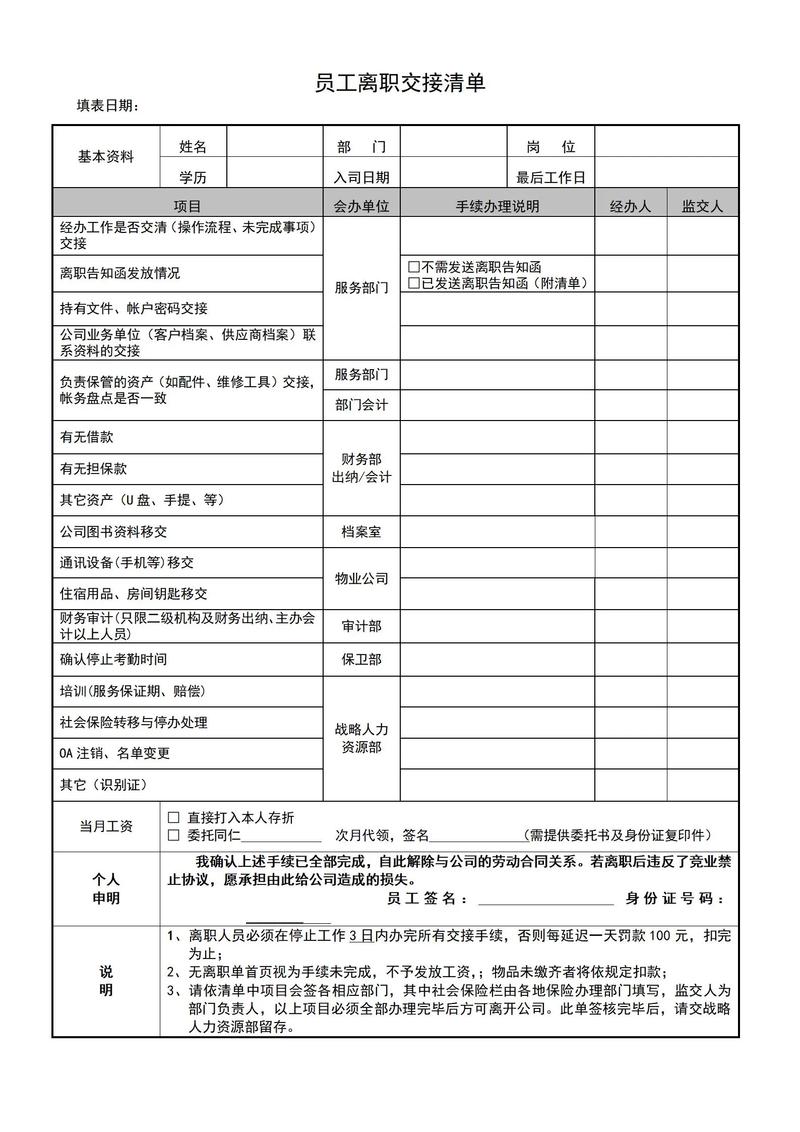 离职交接清单和办公桌整理场景