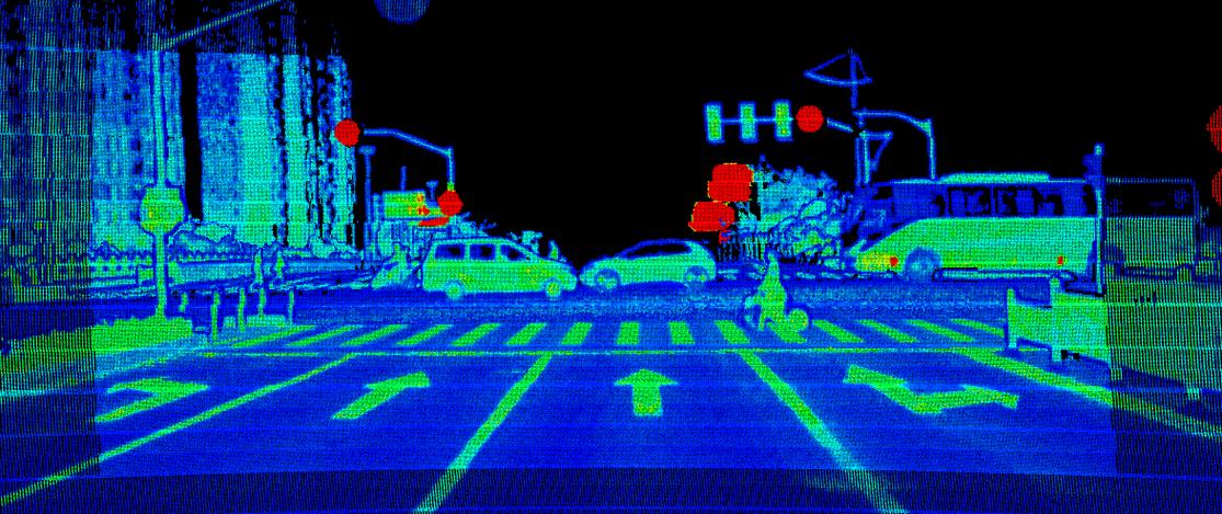 城市道路旁交通监测激光雷达实景图