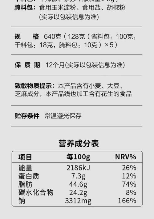 常见厨房调味品营养成分表实拍对比图