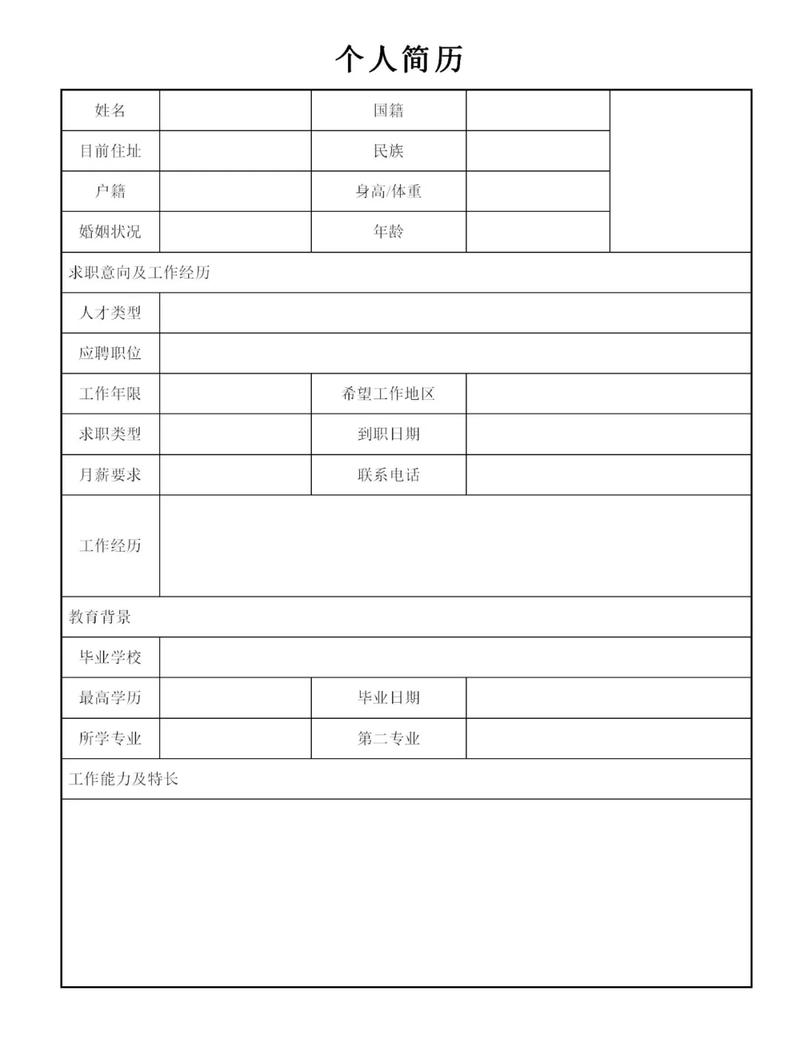 简洁的一页纸简历模板排版