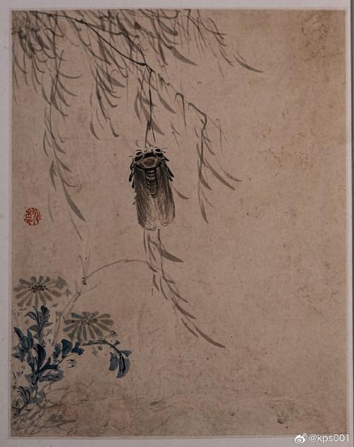 宋画中的柳蝉图局部高清
