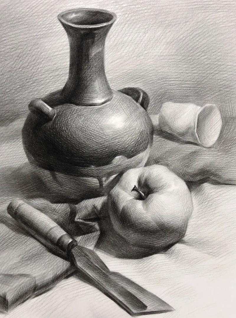 绘画教程素描静物明暗交界线练习范例