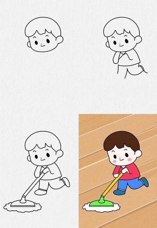 对错拖地姿势对比示意图