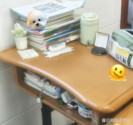 中学教室学生书桌半本折角未读完的必读书