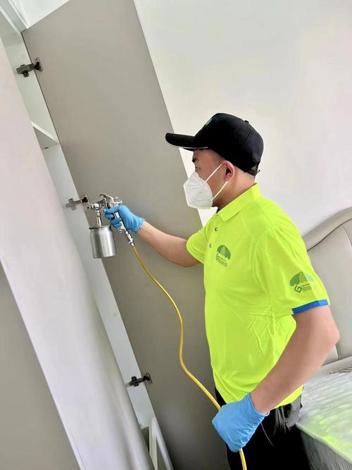 家装定制颗粒板柜体表面喷涂甲醛清除剂操作场景