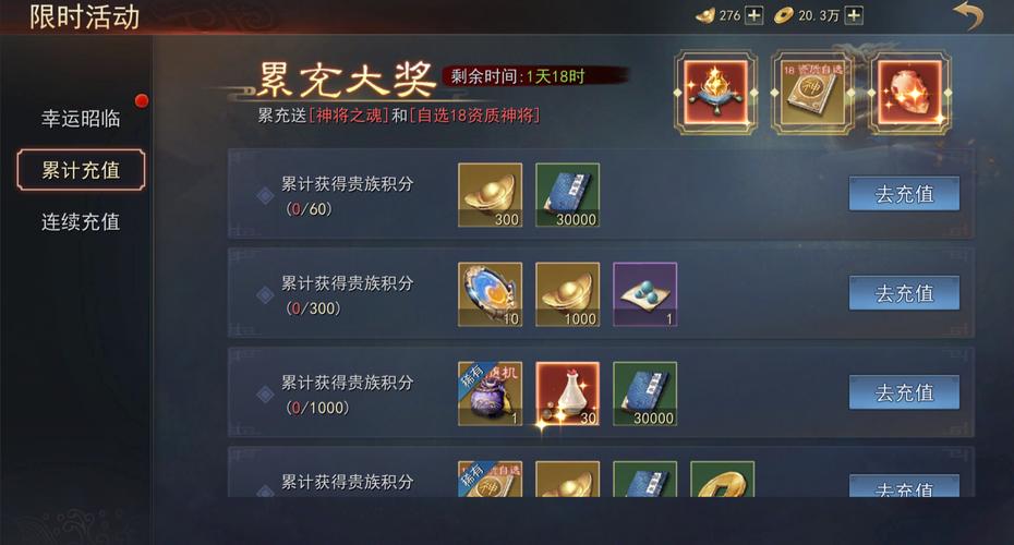 不良手游开服多层充值活动界面截图