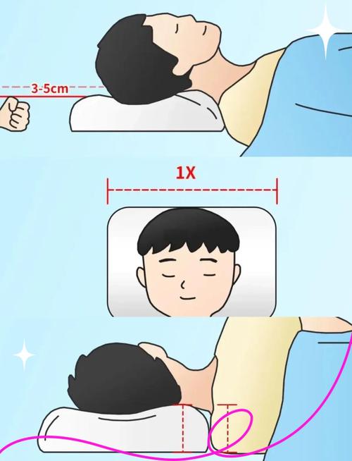 仰卧侧躺颈椎与枕头高度匹配示意图