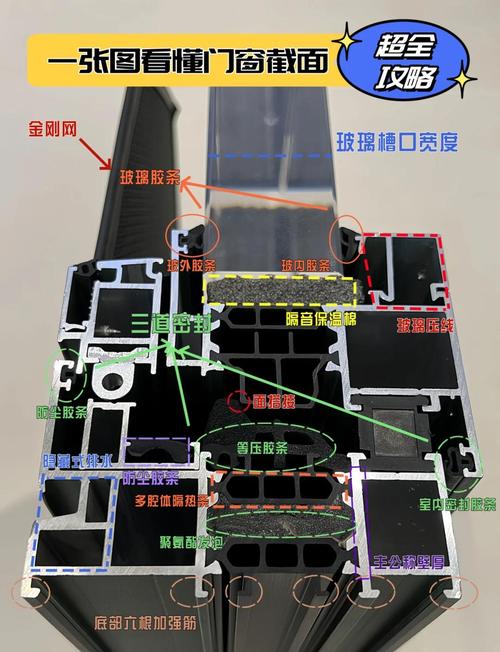 窗户封阳台断桥铝型材横截面对比图