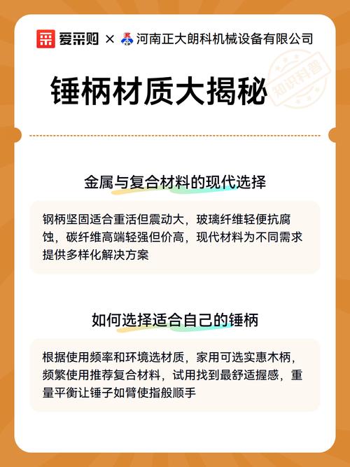 不同材质锤柄对比山核桃木纤维钢橡胶减震