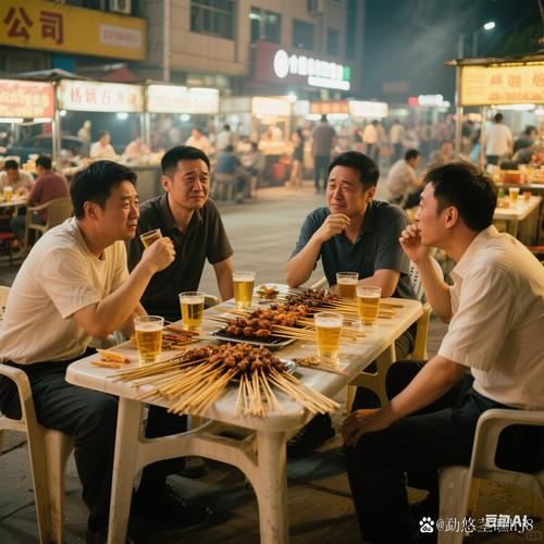 烧烤摊席间手机放口袋录音的场景