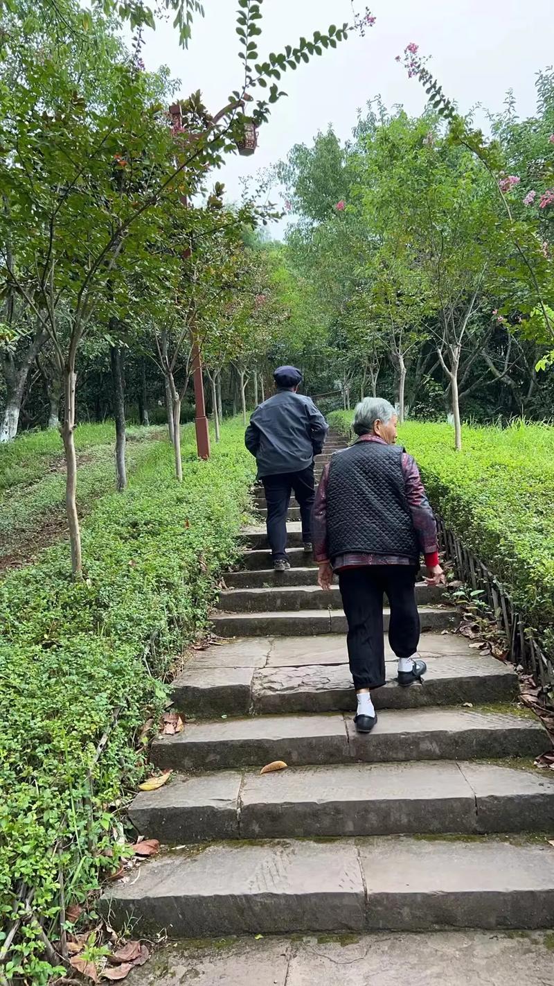 工业区老厂房外祖父母带孙辈散步