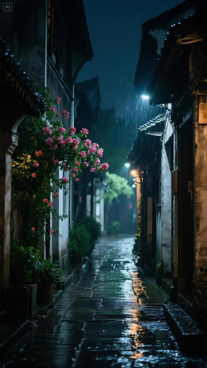 成都老巷子雨景